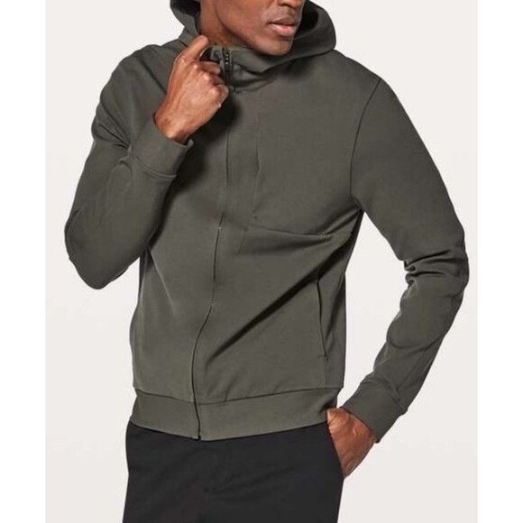 Lululemon Men Sojourn Jacket Hoodie Full Zip Sweater Run Yoga Charcoal Gray Sz M - Picture 1 of 16